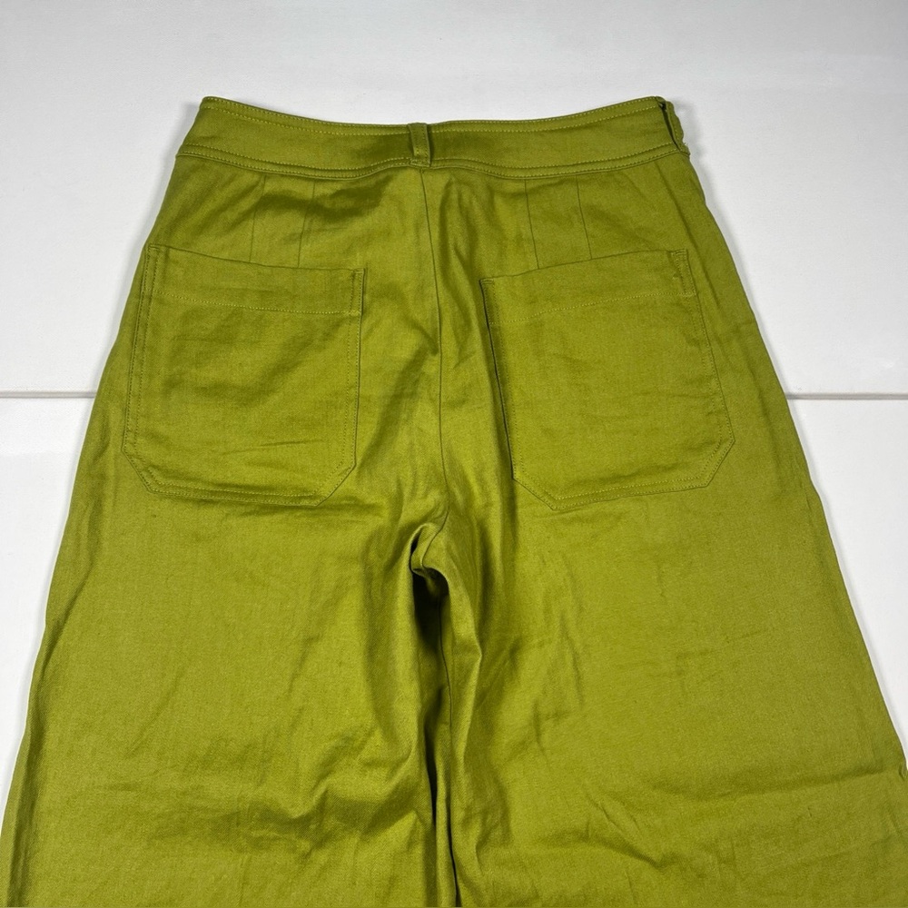 Maeve Pants The Colette Wide Leg Crop Linen Blend Yellow Green Casual Work Sz 27 - Picture 14 of 15